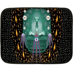 Temple Of Yoga In Light Peace And Human Namaste Style Double Sided Fleece Blanket (mini)  by pepitasart