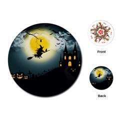 Halloween Landscape Playing Cards (round)  by Valentinaart