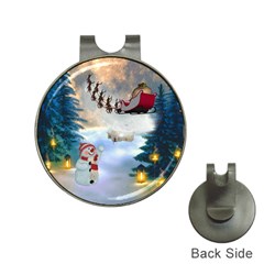 Christmas, Snowman With Santa Claus And Reindeer Hat Clips With Golf Markers by FantasyWorld7