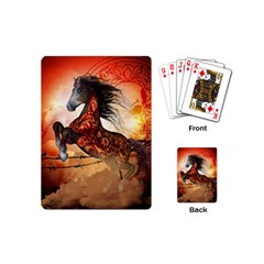 Awesome Creepy Running Horse With Skulls Playing Cards (mini)  by FantasyWorld7