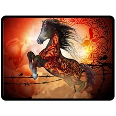 Awesome Creepy Running Horse With Skulls Double Sided Fleece Blanket (large)  by FantasyWorld7