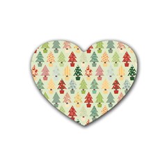 Christmas Tree Pattern Heart Coaster (4 Pack)  by Valentinaart