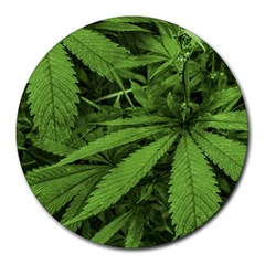 Marijuana Plants Pattern Round Mousepads by dflcprints