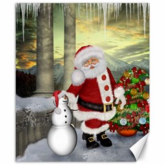 Sanata Claus With Snowman And Christmas Tree Canvas 8  X 10  by FantasyWorld7