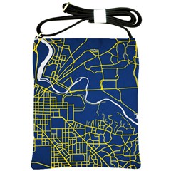Map Art City Linbe Yellow Blue Shoulder Sling Bags by Alisyart