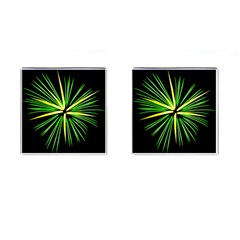Fireworks Green Happy New Year Yellow Black Sky Cufflinks (square) by Alisyart