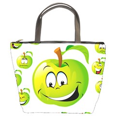 Apple Green Fruit Emoji Face Smile Fres Red Cute Bucket Bags by Alisyart