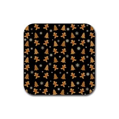 Ginger Cookies Christmas Pattern Rubber Coaster (square)  by Valentinaart