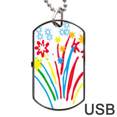 Fireworks Rainbow Flower Dog Tag Usb Flash (one Side) by Mariart