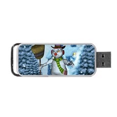 Funny Grimly Snowman In A Winter Landscape Portable Usb Flash (two Sides) by FantasyWorld7