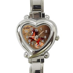 Awesome Horse  With Skull In Red Colors Heart Italian Charm Watch by FantasyWorld7