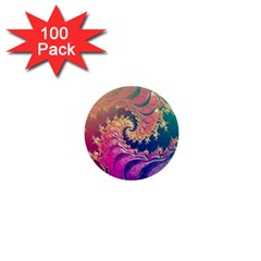 Rainbow Octopus Tentacles In A Fractal Spiral 1  Mini Buttons (100 Pack)  by jayaprime