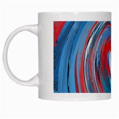 Red And Blue Rounds White Mugs by berwies