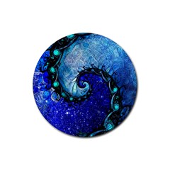 Nocturne Of Scorpio, A Fractal Spiral Painting Rubber Coaster (round)  by jayaprime