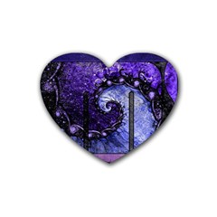 Beautiful Violet Spiral For Nocturne Of Scorpio Rubber Coaster (heart)  by jayaprime