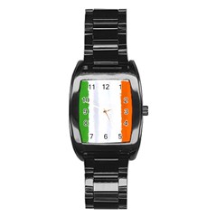 Flag Ireland, Banner Watercolor Painting Art Stainless Steel Barrel Watch by picsaspassion