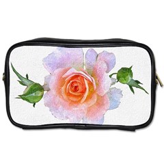 Pink Rose Flower, Floral Oil Painting Art Toiletries Bags by picsaspassion