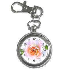 Pink Rose Flower, Floral Watercolor Aquarel Painting Art Key Chain Watches by picsaspassion