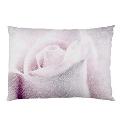 Rose Pink Flower  Floral Pencil Drawing Art Pillow Case by picsaspassion