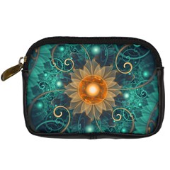 Beautiful Tangerine Orange And Teal Lotus Fractals Digital Camera Cases by jayaprime