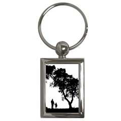 Black Father Daughter Natural Hill Key Chains (rectangle)  by Mariart