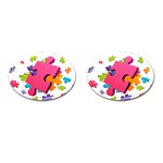 Passel Picture Green Pink Blue Sexy Game Cufflinks (Oval)