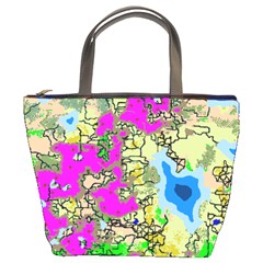 Painting Map Pink Green Blue Street Bucket Bags by Mariart