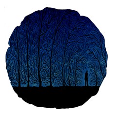 Forest Tree Night Blue Black Man Large 18  Premium Round Cushions by Mariart