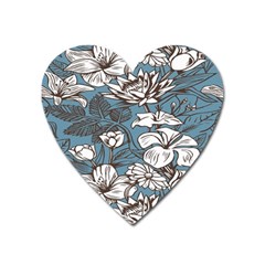 Star Flower Grey Blue Beauty Sexy Heart Magnet by Mariart