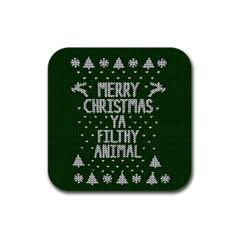 Ugly Christmas Sweater Rubber Square Coaster (4 Pack)  by Valentinaart