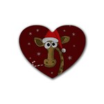 Christmas Giraffe  Rubber Coaster (Heart)  Front