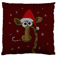 Christmas Giraffe  Large Flano Cushion Case (one Side) by Valentinaart