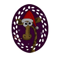 Christmas Giraffe  Ornament (oval Filigree) by Valentinaart