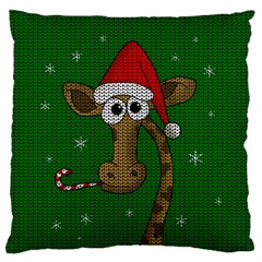 Christmas Giraffe  Large Flano Cushion Case (one Side)