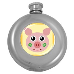 Luck Lucky Pig Pig Lucky Charm Round Hip Flask (5 Oz) by Celenk