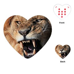 Male Lion Angry Playing Cards (heart)  by Celenk