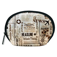 Vintage Newspapers Headline Typography Accessory Pouches (medium)  by yoursparklingshop