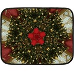 Christmas Wreath Stars Green Red Elegant Double Sided Fleece Blanket (Mini)  35 x27  Blanket Front