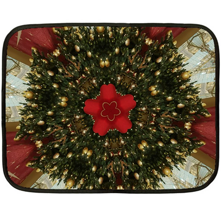 Christmas Wreath Stars Green Red Elegant Double Sided Fleece Blanket (Mini) 