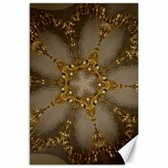 Golden Flower Star Floral Kaleidoscopic Design Canvas 24  X 36  by yoursparklingshop