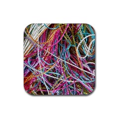 Funny Colorful Yarn Pattern Rubber Coaster (square)  by yoursparklingshop