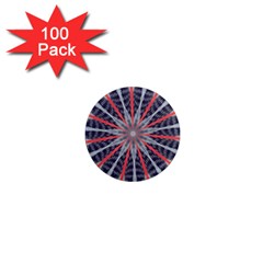 Red White Blue Kaleidoscopic Star Flower Design 1  Mini Magnets (100 Pack)  by yoursparklingshop