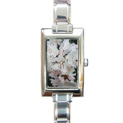 Floral Design White Flowers Photography Rectangle Italian Charm Watch by yoursparklingshop