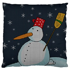 Snowman Large Cushion Case (two Sides) by Valentinaart