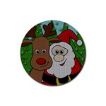 Santa and Rudolph selfie  Rubber Round Coaster (4 pack)  Front