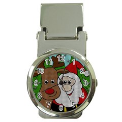 Santa And Rudolph Selfie  Money Clip Watches by Valentinaart