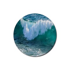 Awesome Wave Ocean Photography Rubber Round Coaster (4 Pack)  by yoursparklingshop