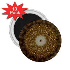 Elegant Festive Golden Brown Kaleidoscope Flower Design 2 25  Magnets (10 Pack)  by yoursparklingshop