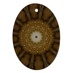 Elegant Festive Golden Brown Kaleidoscope Flower Design Oval Ornament (two Sides) by yoursparklingshop