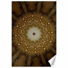 Elegant Festive Golden Brown Kaleidoscope Flower Design Canvas 12  X 18   by yoursparklingshop